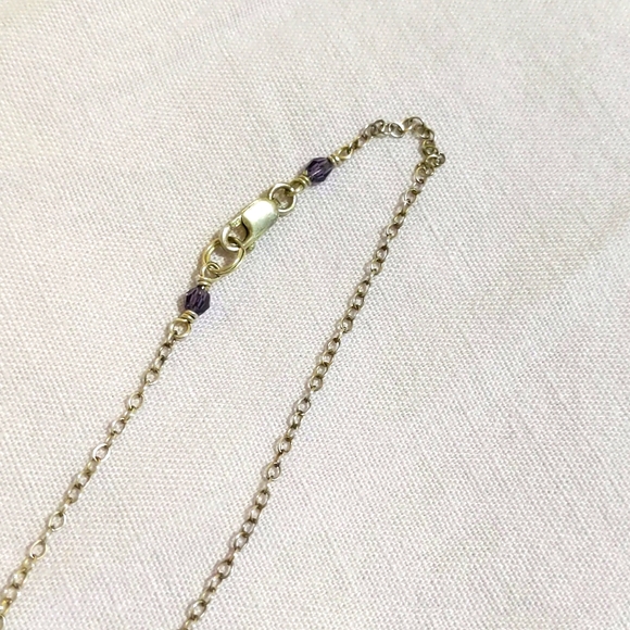 Purple Swarovski Crystal Leaf Necklace - Picture 3 of 5